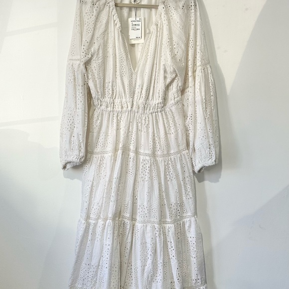 NWT ALC Mackenna Eyelet Deep-V Maxi Dress White Sold Out - Picture 7 of 11